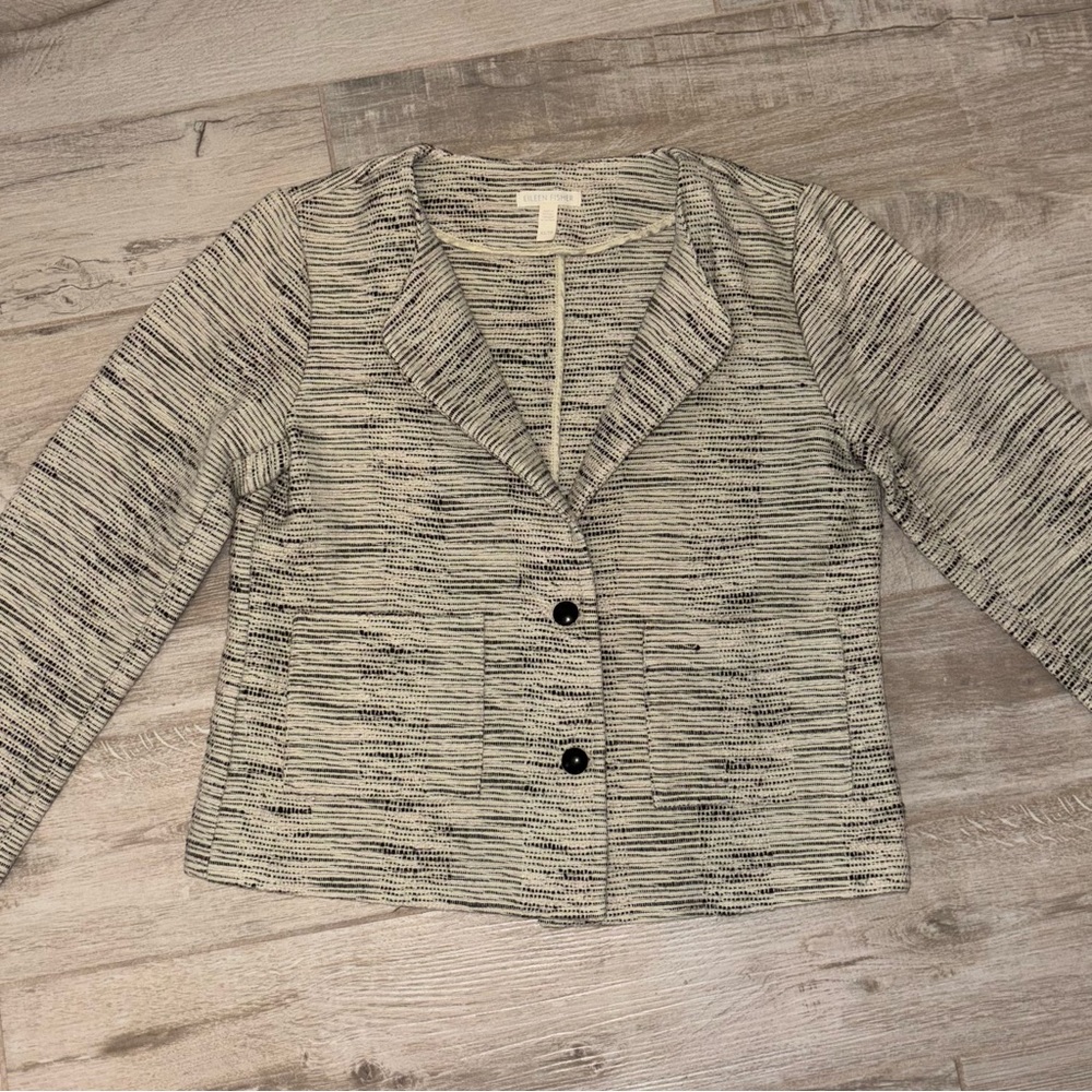 Eileen Fisher Black and White Textured Blazer